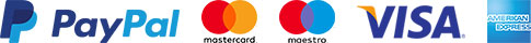 PayPal, Mastercard, Maestro, Visa, American Express